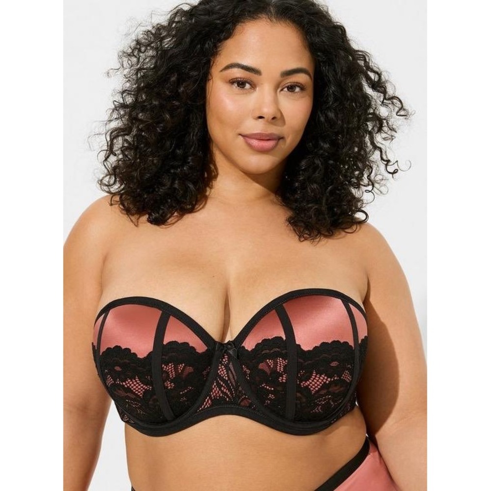 Torrid Bombshell Everyday Strapless Push-Up Bra 46DD Pink/Black Women